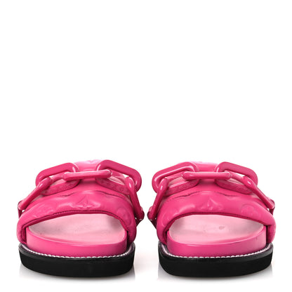 Louis Vuitton Calfskin Embossed Monogram Sunset Flat Comfort Mule 38.5 Rose Pop 3 of 13