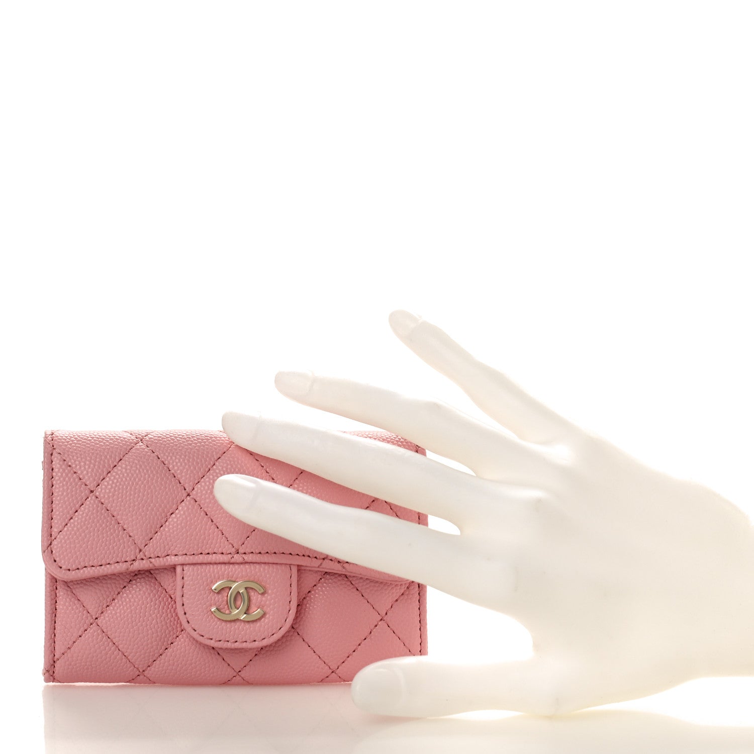 Chanel Caviar Quilted Flap Card Holder Wallet Light Pink 2 of 10