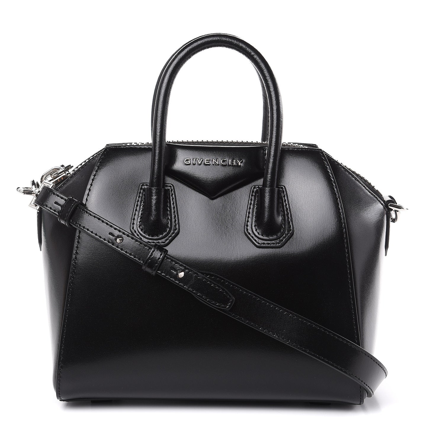 Shiny Lord Calfskin Mini Antigona Black