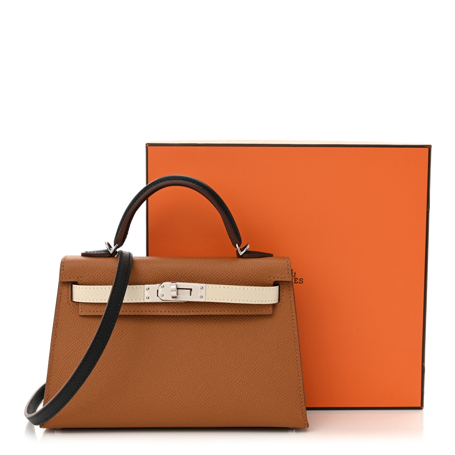 Hermes Epsom Tri-Color Mini Kelly Sellier 20 Gold Craie Black 13 of 13