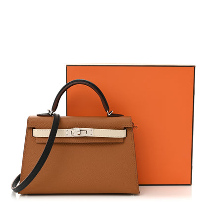 Hermes Epsom Tri-Color Mini Kelly Sellier 20 Gold Craie Black 13 of 13