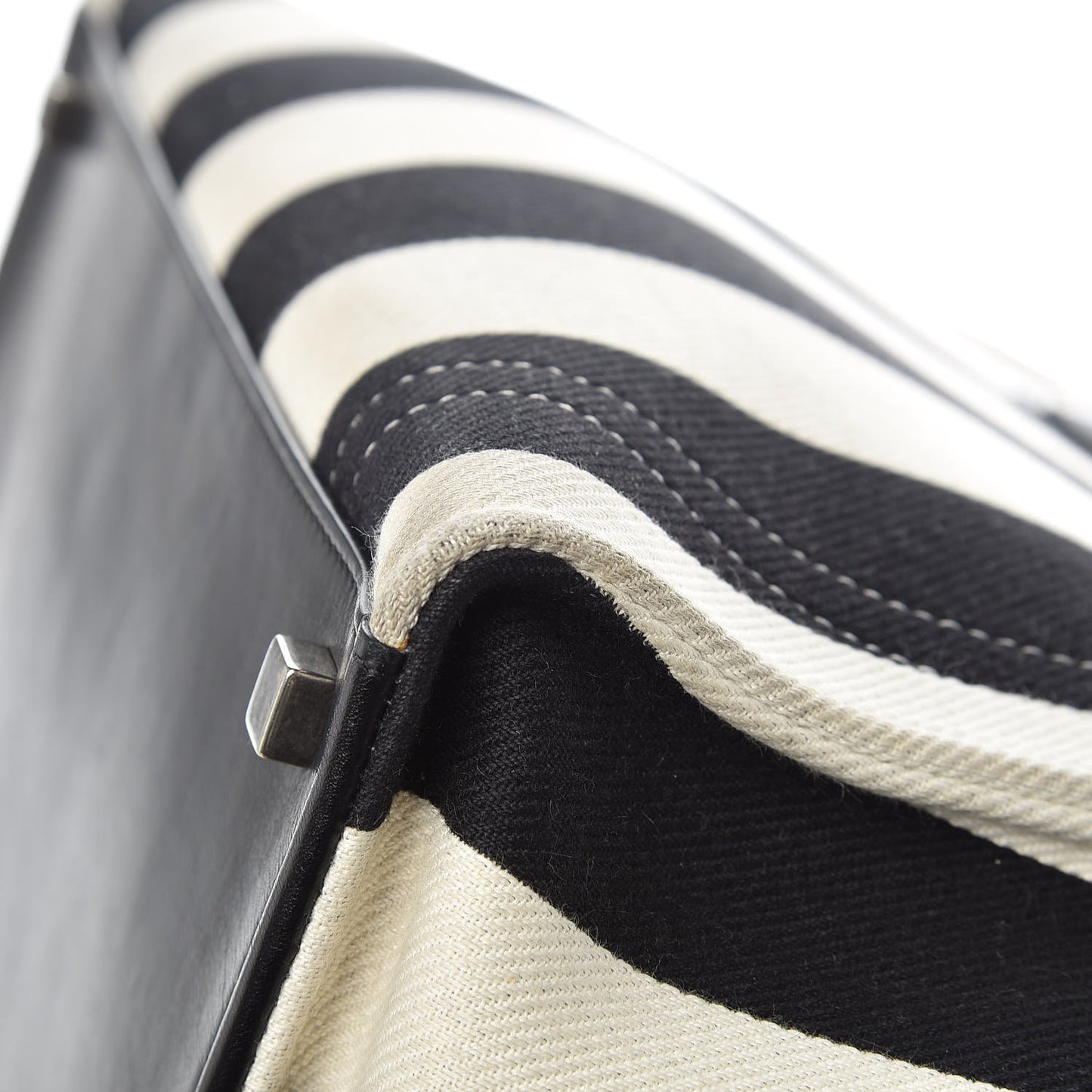 Cotton Canvas Striped Medium Phantom Luggage White Black