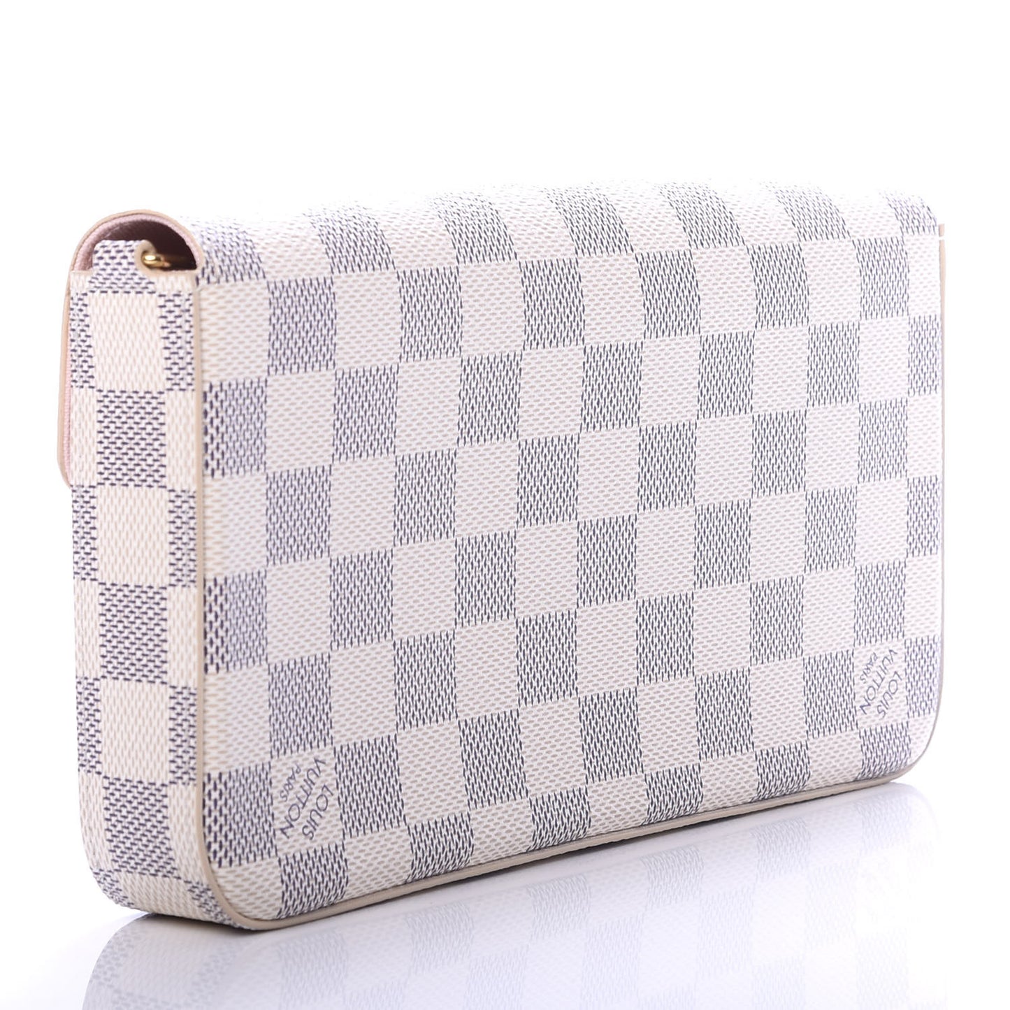 Damier Azur Pochette Felicie Chain Wallet Rose Ballerine