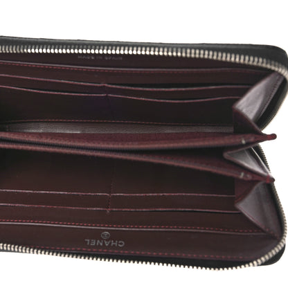 Chanel Caviar Chevron Quilted Large Gusset Zip Around Wallet Black 5 of 9