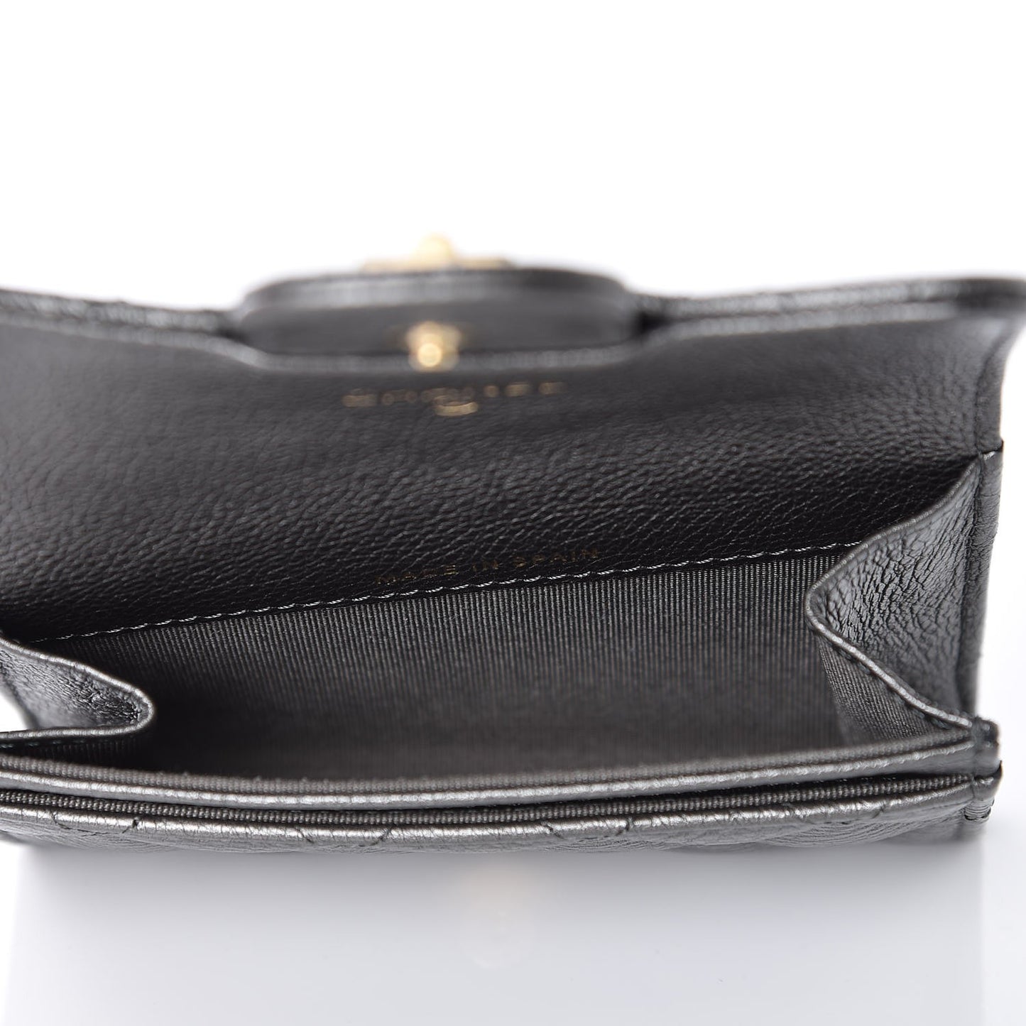 Metallic Calfskin Quilted Reissue Card Holder Wallet Grey