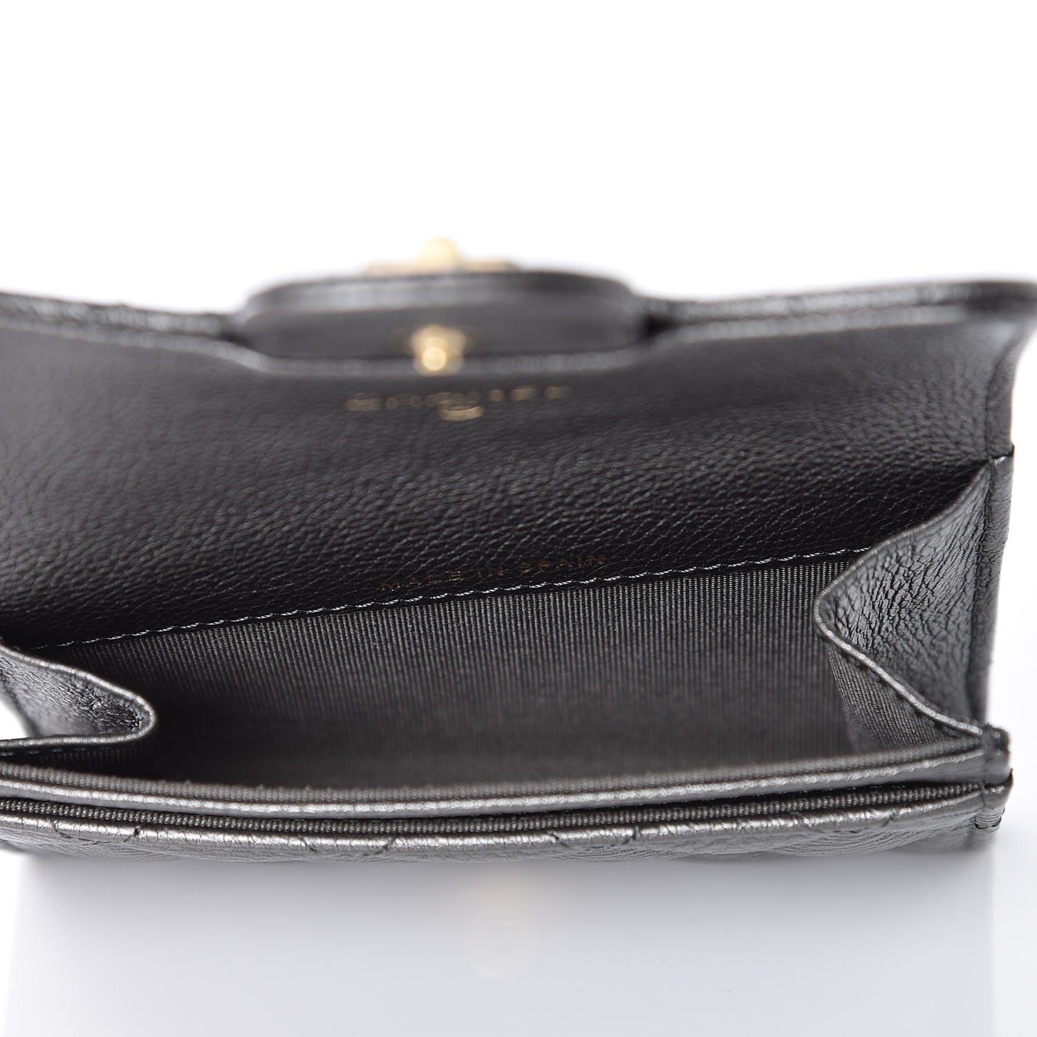 Chanel Metallic Calfskin Quilted Reissue Card Holder Wallet Grey 5 of 10