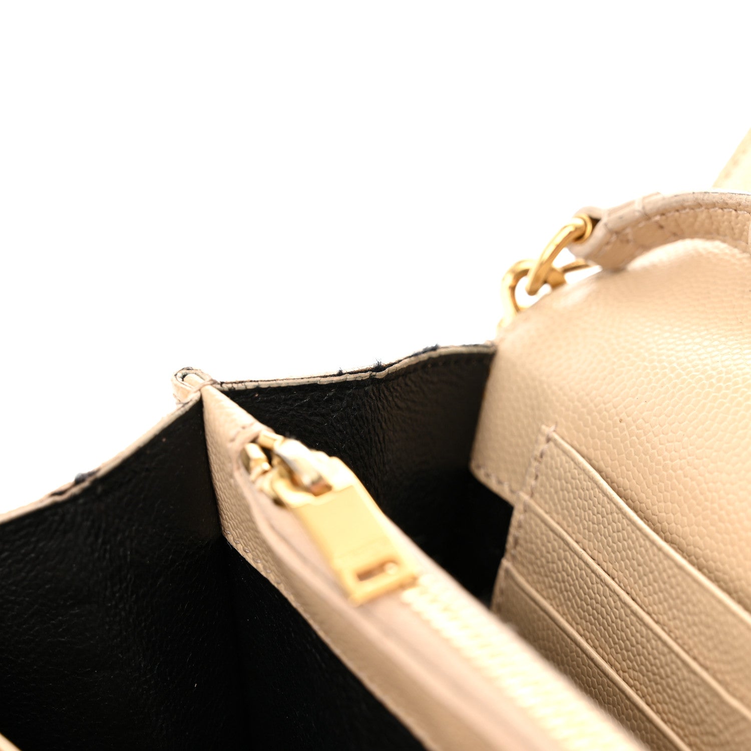 Saint Laurent Grain De Poudre Matelasse Chevron Monogram Chain Wallet Nude Powder 13 of 19