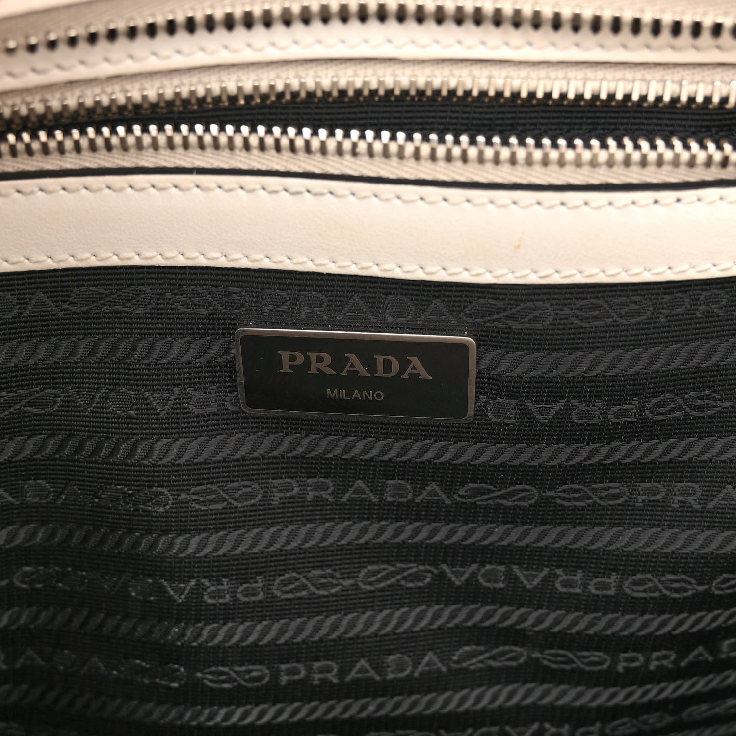 Prada Saffiano Cuir City Calf Monochrome Shopping Tote White 6 of 10