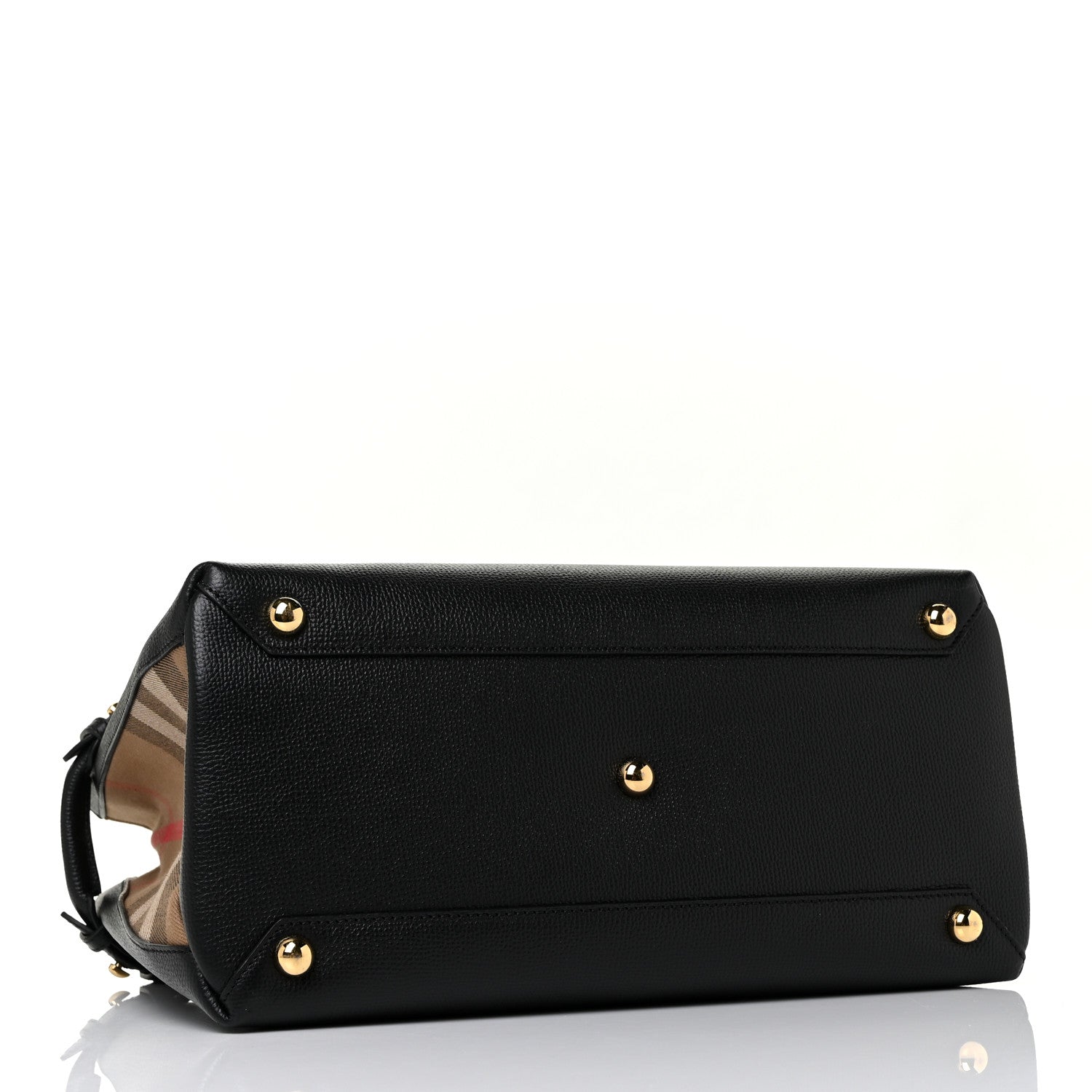 Burberry Grainy Calfskin House Check Medium Banner Tote Black 3 of 7
