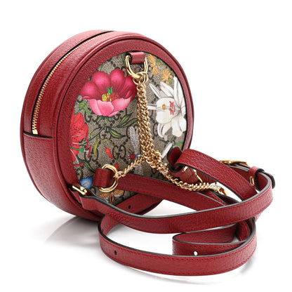 Gucci GG Supreme Monogram Web Flora Mini Ophidia Round Backpack Red 5 of 19