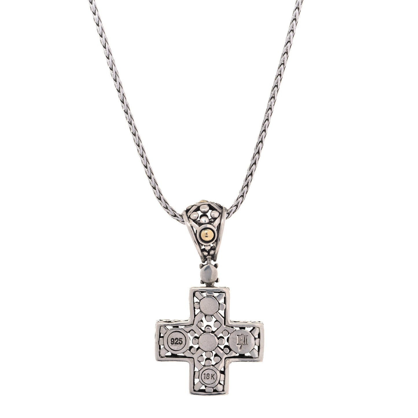Sterling Silver 18K Yellow Gold Cross Pendant Necklace