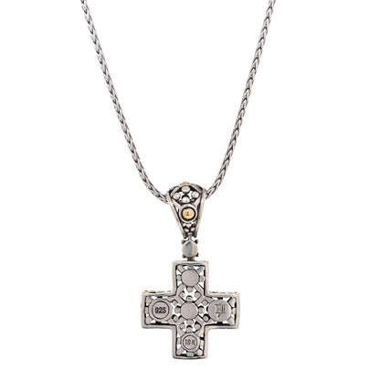 John Hardy Sterling Silver 18K Yellow Gold Cross Pendant Necklace 3 of 5