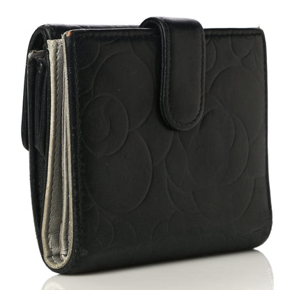 Chanel Lambskin Embossed Camellia French Wallet Black 3 of 21