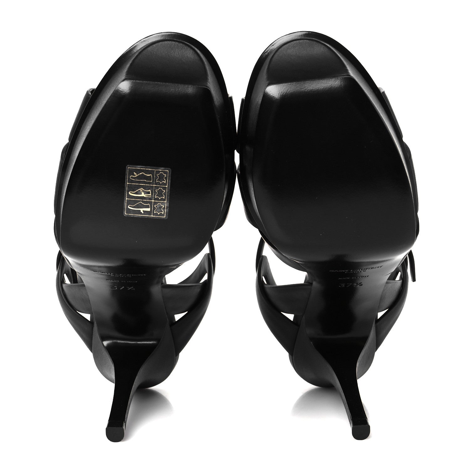 Saint Laurent Calfskin Tribute 75 Platform Sandals 37.5 Black 6 of 10