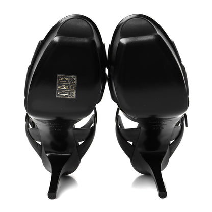 Saint Laurent Calfskin Tribute 75 Platform Sandals 37.5 Black 6 of 10