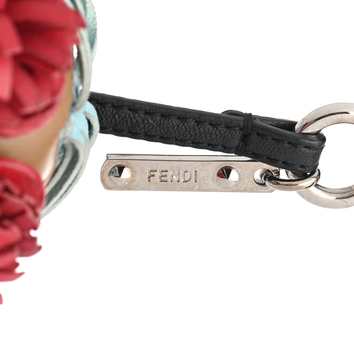 Fendi Nappa Eyes Fringe Bag Bug Charm Beige Turchese Pallido Multicolor 3 of 5