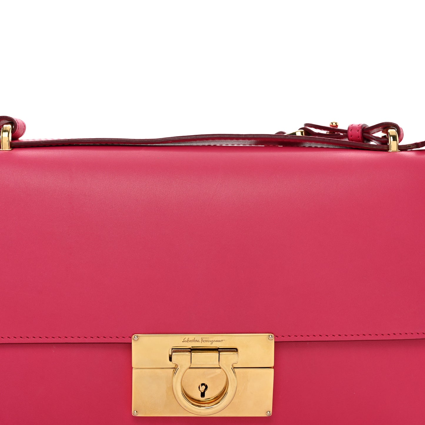 Smooth Calfskin Aileen Gancio Lock Shoulder Bag Pink