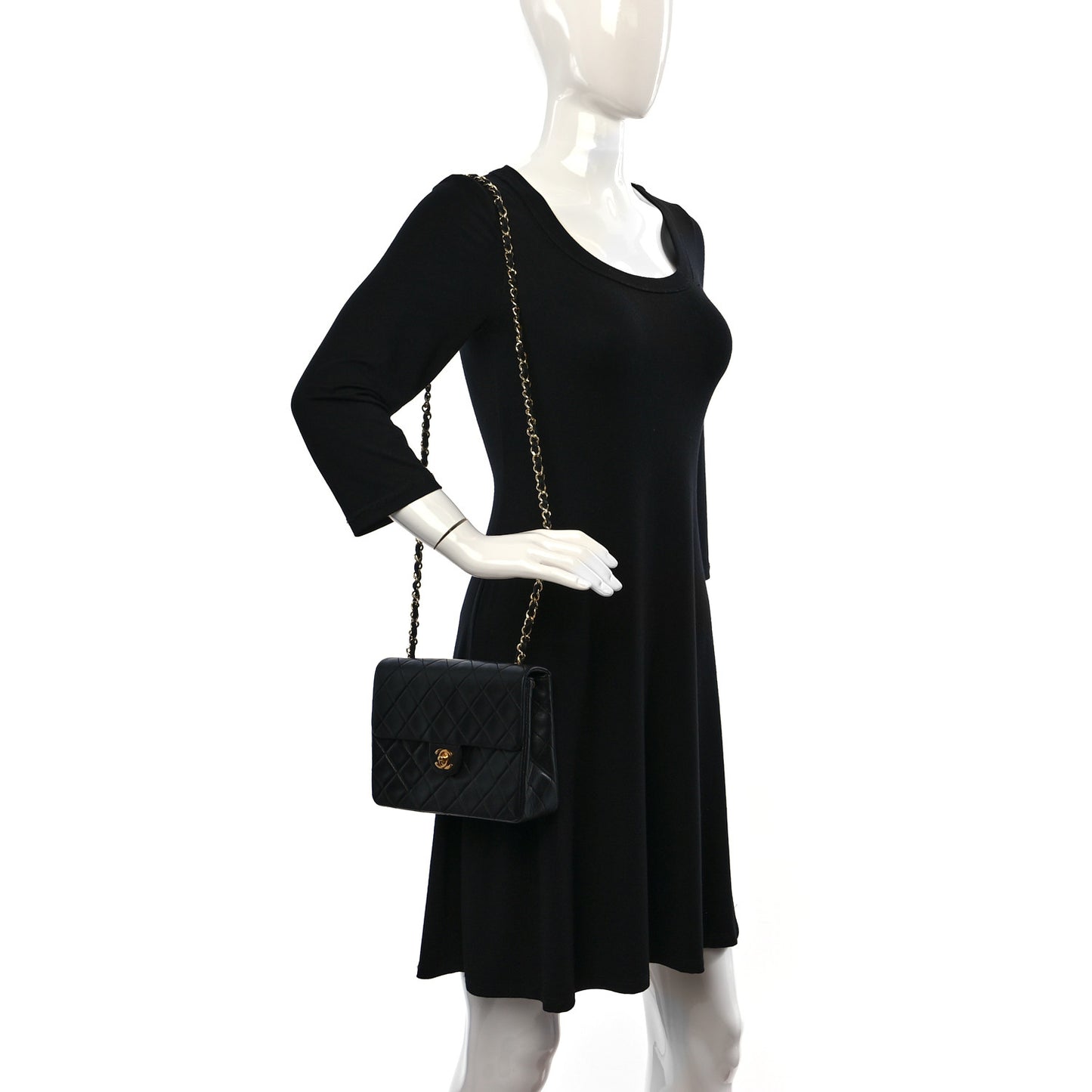 Lambskin Quilted Mini Square Flap Bag Black