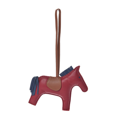Hermes Milo Lambskin Grigri Rodeo Horse Bag Charm GM Rubis Bleu de Malte Fauve 1 of 3