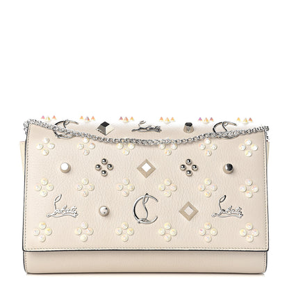 Christian Louboutin Calfskin Spikes Loubinthesky Paloma Wallet On Chain Beige 1 of 11