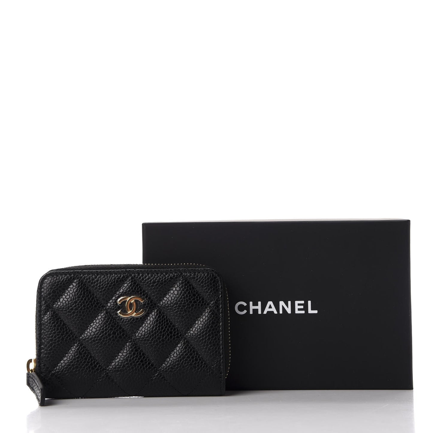 Caviar Quilted Zip Coin Purse Black