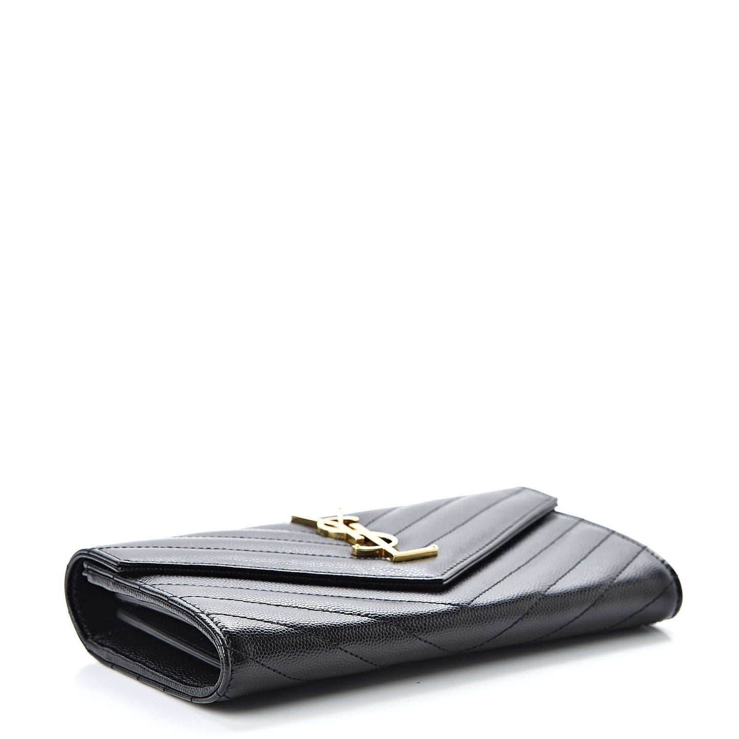 Grain De Poudre Matelasse Chevron Monogram Flap Wallet Black