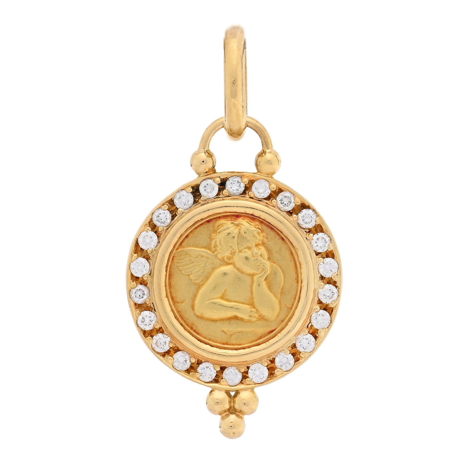 Temple St. Clair 18K Yellow Gold Diamond Small Pave Angel Pendant 1 of 3
