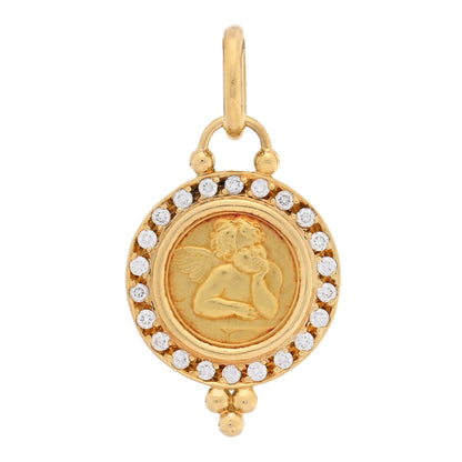 Temple St. Clair 18K Yellow Gold Diamond Small Pave Angel Pendant 1 of 3