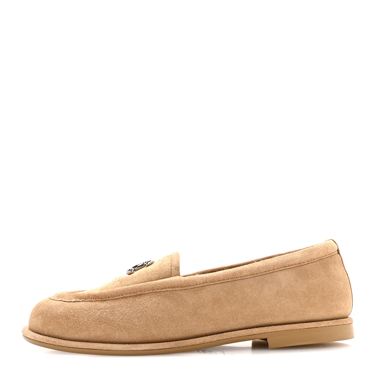 Chanel Suede Calfskin CC Loafers 37 Dark Beige 1 of 9