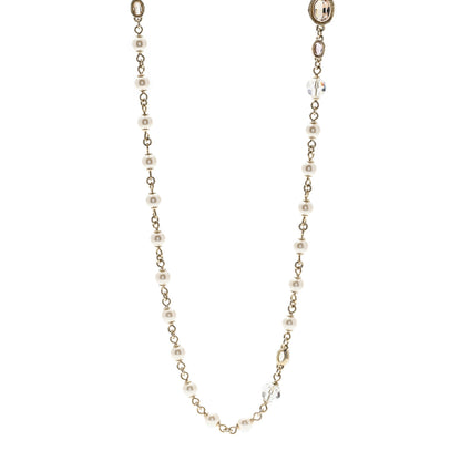 Chanel Crystal Pearl CC Short Necklace Gold 1 of 4