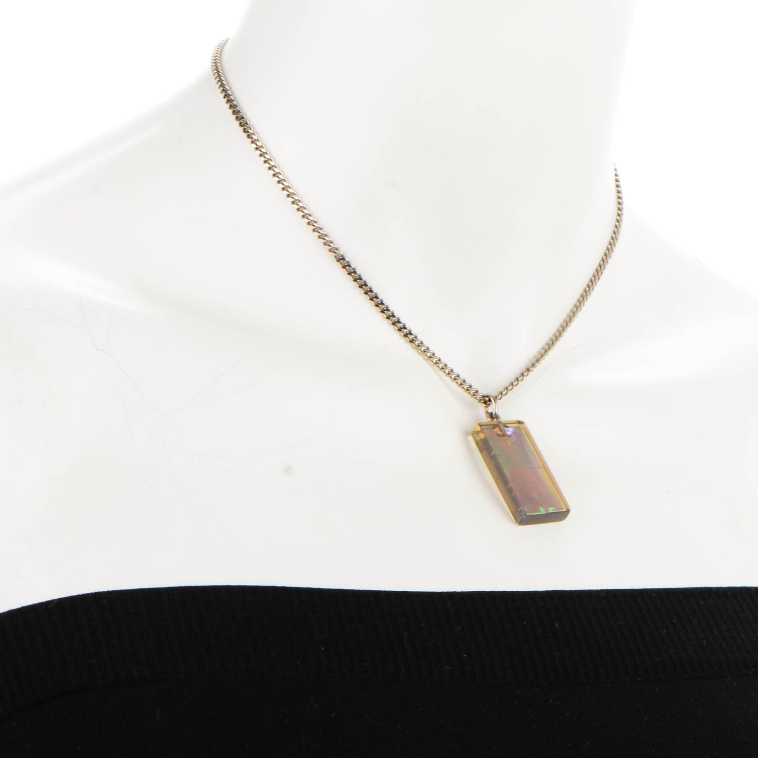 Chanel Iridescent Disco Pendant Necklace Silver 2 of 3