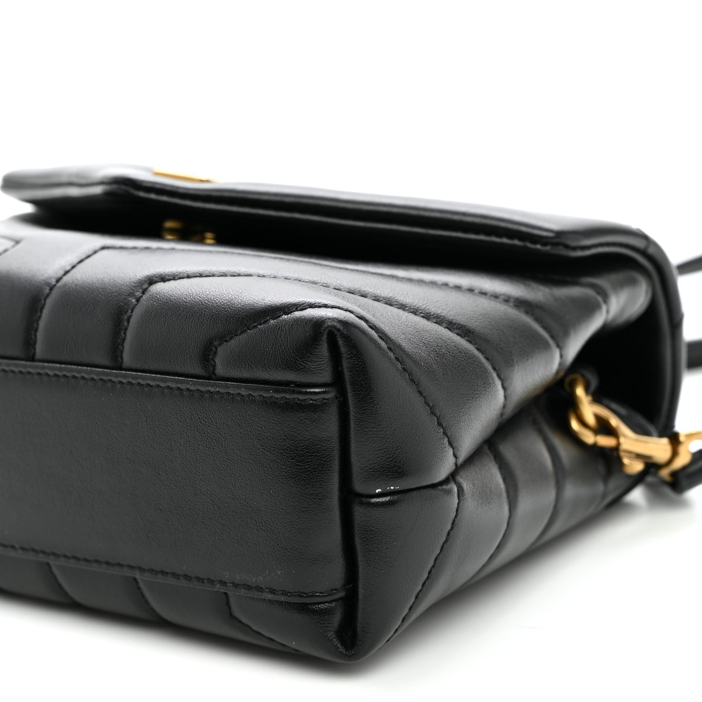 Calfskin Y Quilted Monogram Toy Loulou Crossbody Bag Black