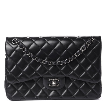Chanel Lambskin Quilted Jumbo Double Flap Black 1 of 12