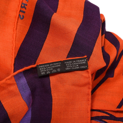 Hermes Cashmere Silk H Au Galop Shawl 140 Vermillon Violet 5 of 5