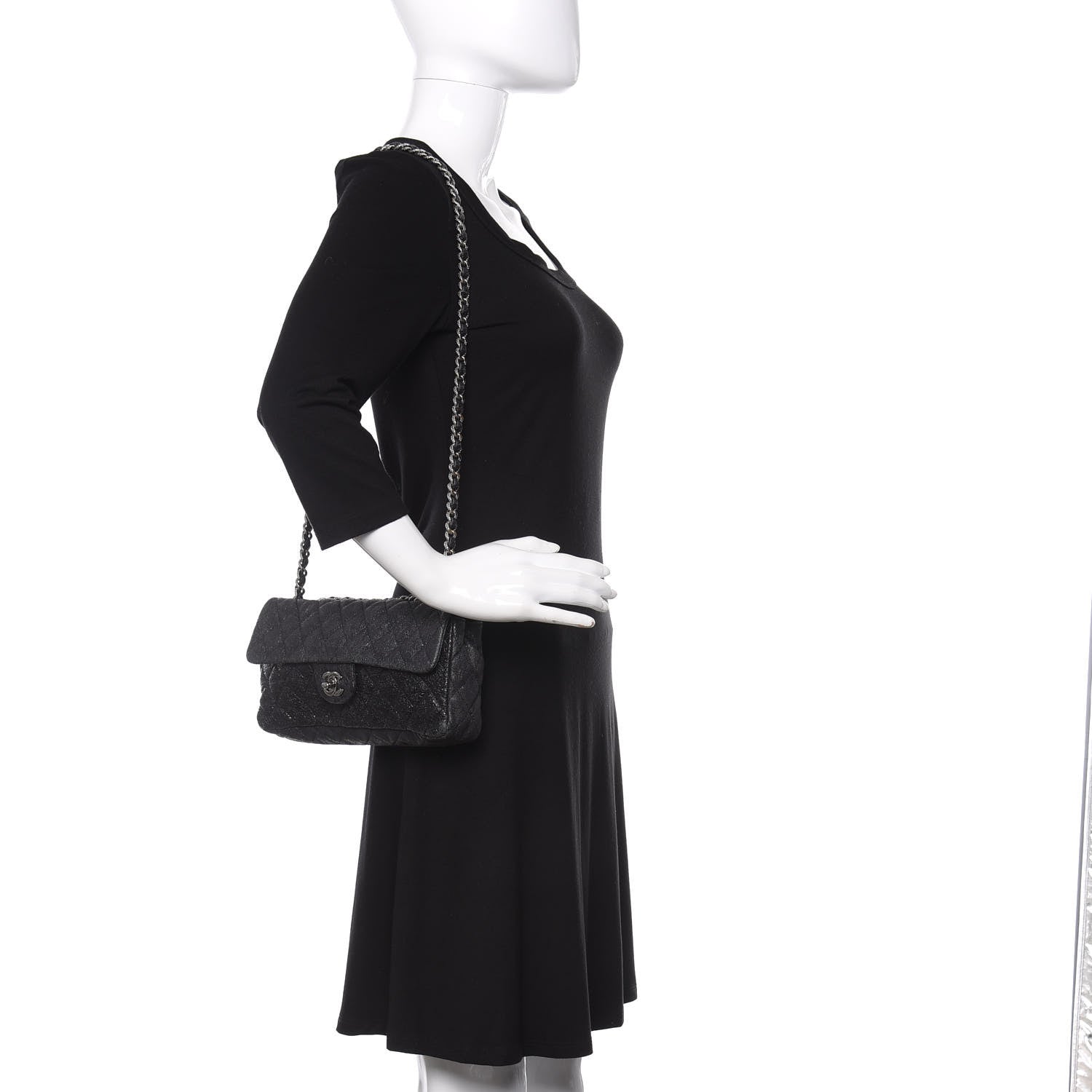 Chanel Crackled Calfskin Quilted East West Flap Black 2 of 10