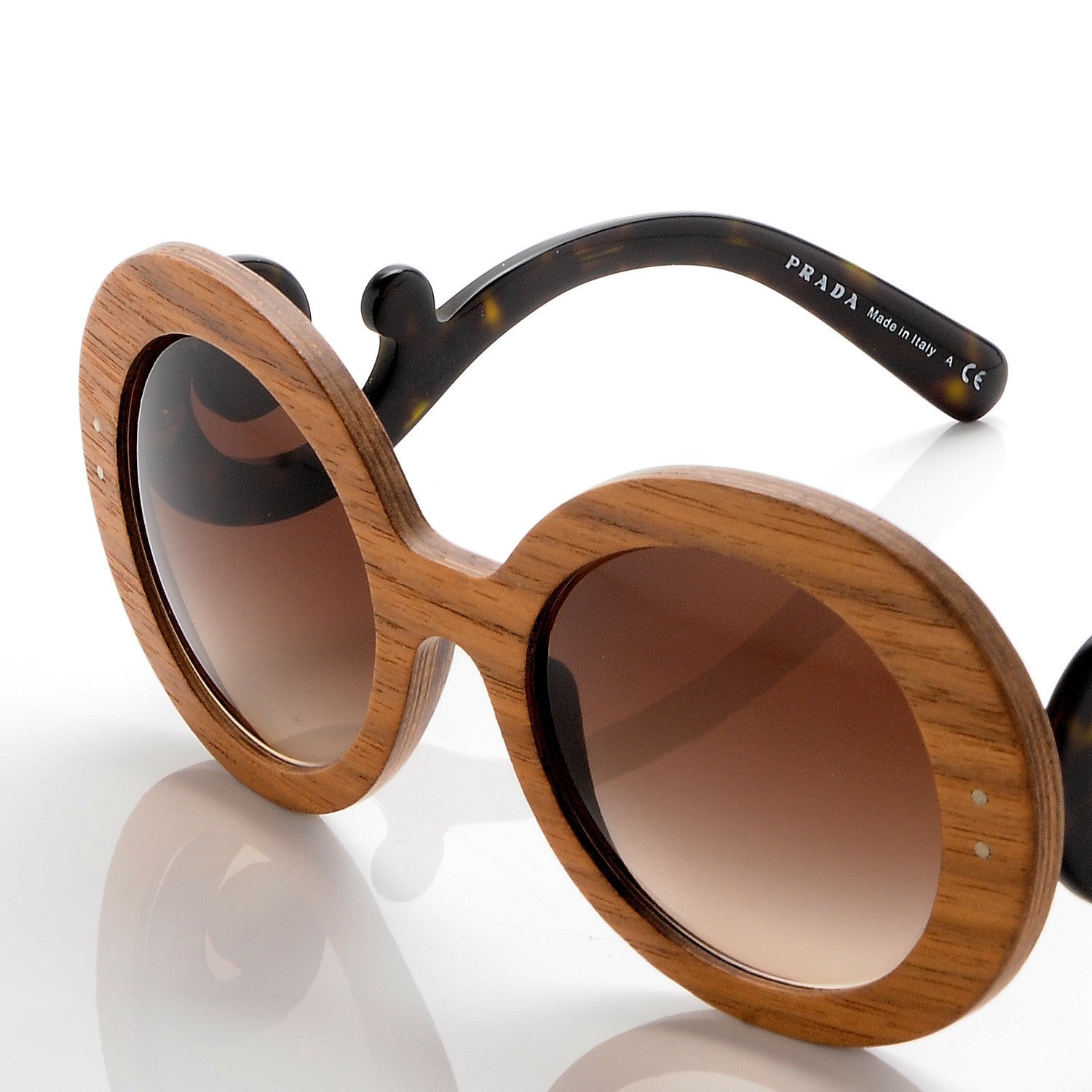 Prada Wooden Baroque Sunglasses SPR 27R Black Tortoise 243998
