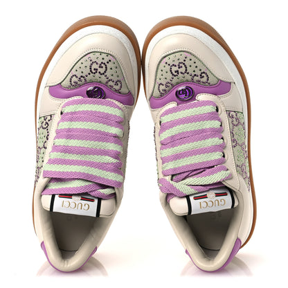Gucci Nappa Charlotte Canvas Crystal GG Monogram Womens Screener 50mm Sneakers 37.5 Off White 2 of 11
