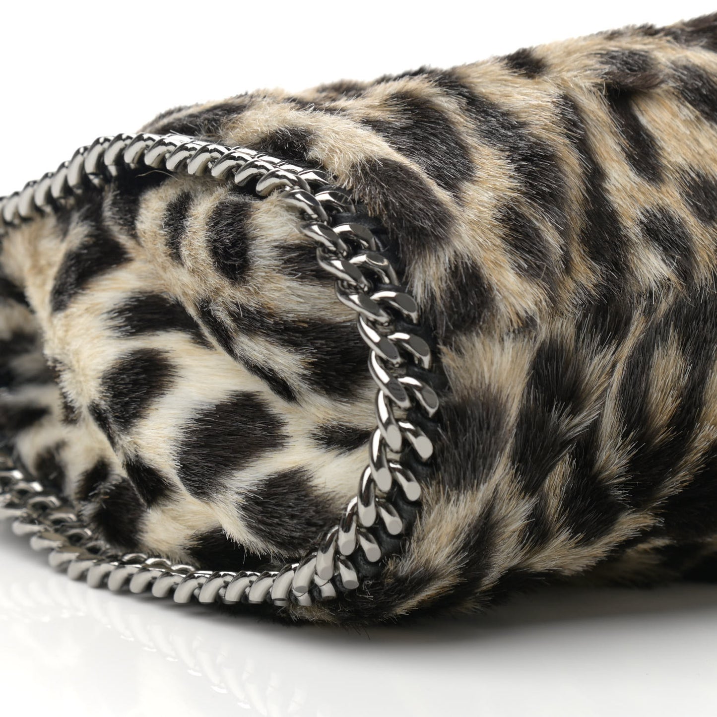 Faux Calf Hair Leopard Print Small Falabella Tote Brown