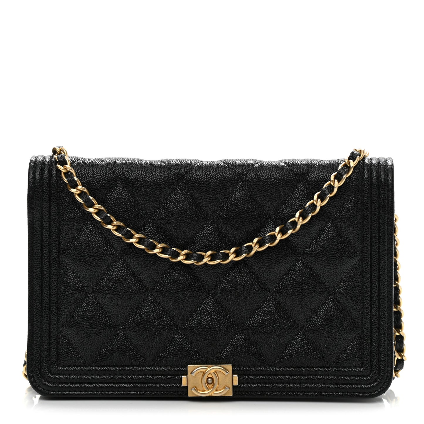 Caviar Quilted Boy Wallet On Chain WOC Black