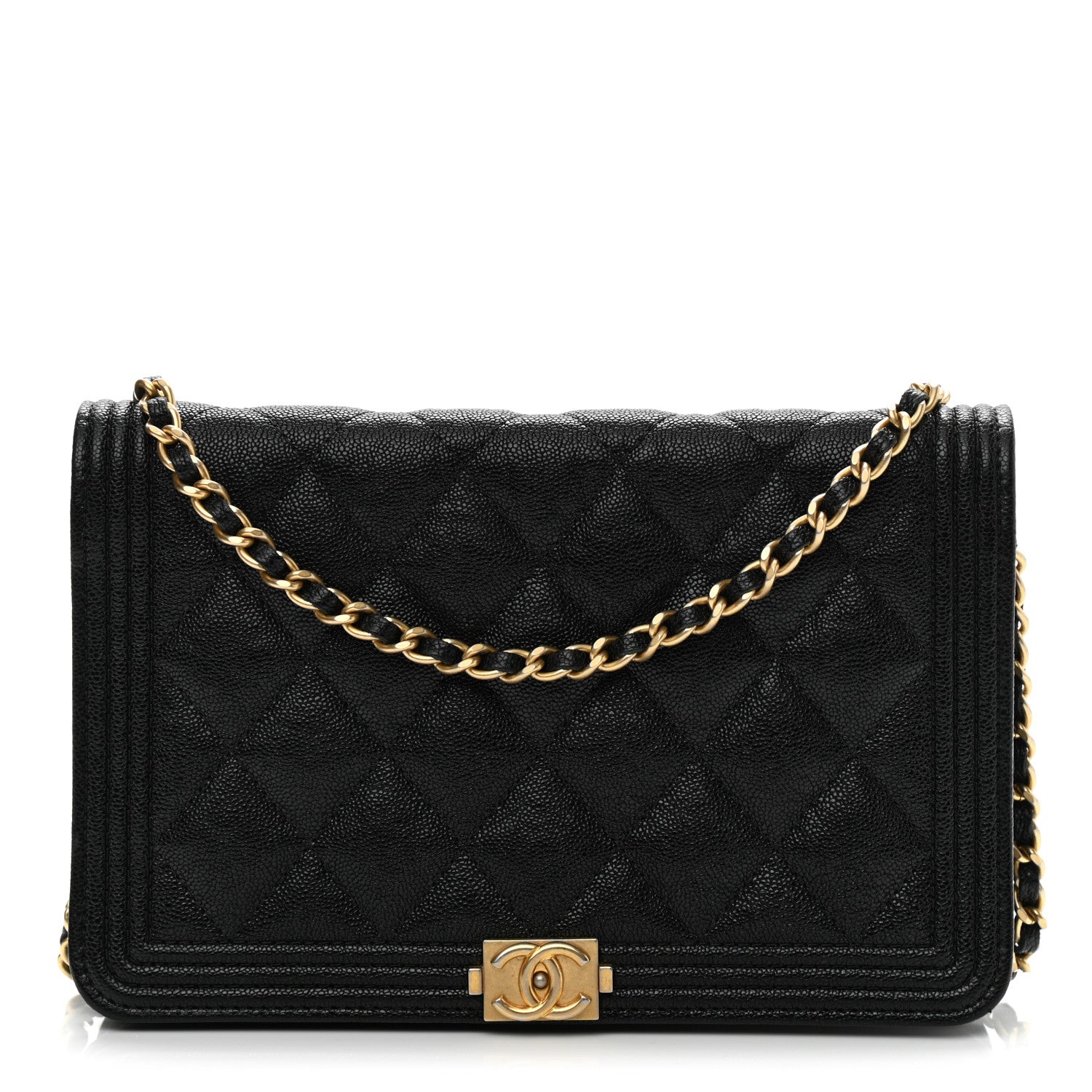 Chanel Caviar Quilted Boy Wallet On Chain WOC Black 1 of 12