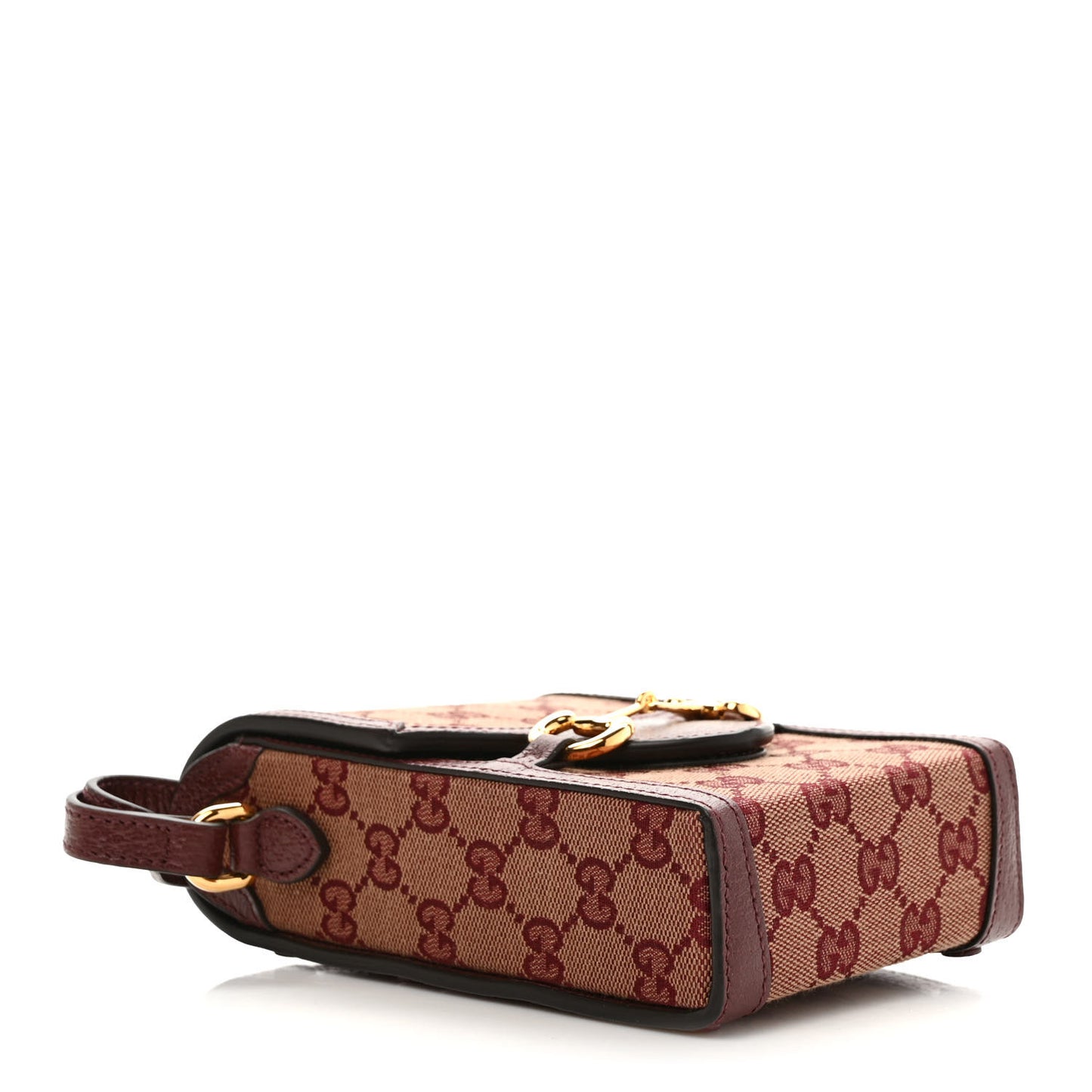 Monogram Textured Dollar Calfskin Mini Horsebit 1955 Crossbody Bag Sahara Rubino Chardonnay