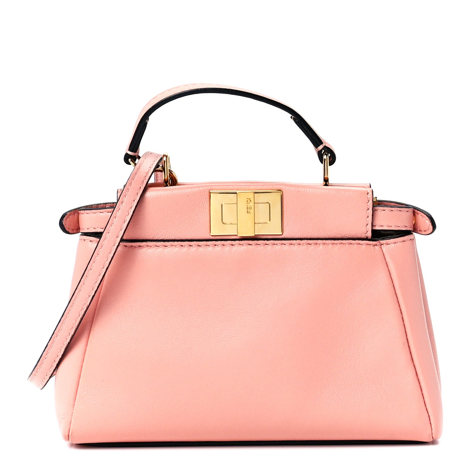 Fendi Shiny Nappa Micro Peekaboo Iconic Satchel Pink 1 of 12