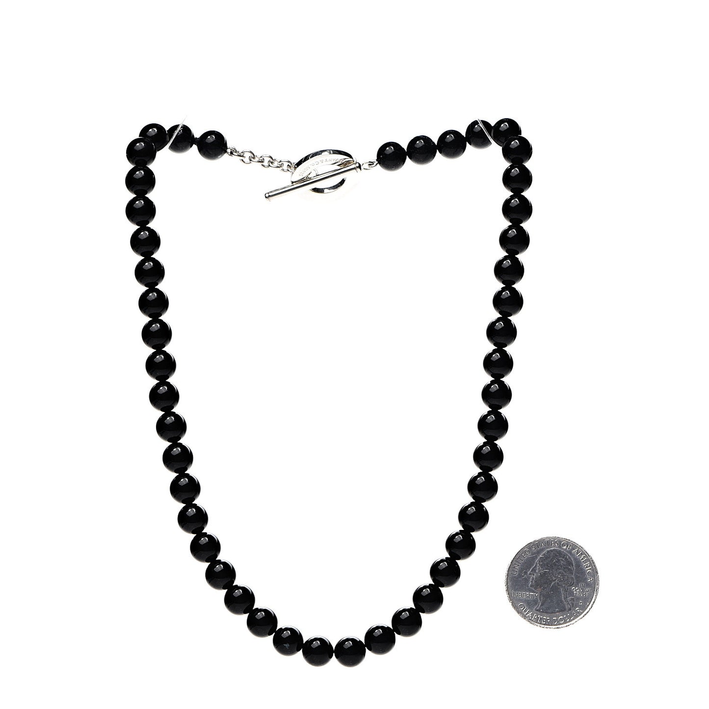 Sterling Silver Black Onyx Bead Toggle Necklace