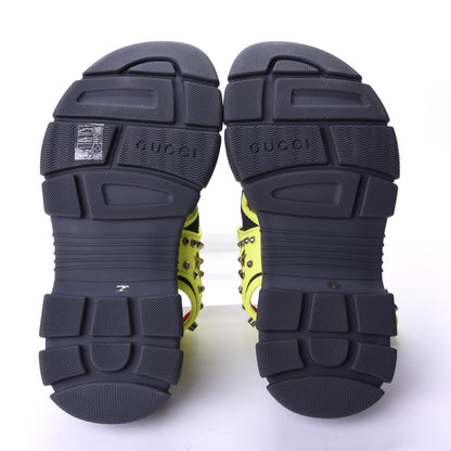 Gucci Technical Canvas Calfskin Studded Mens Aguru Sandals 7 Neon Yellow 5 of 9