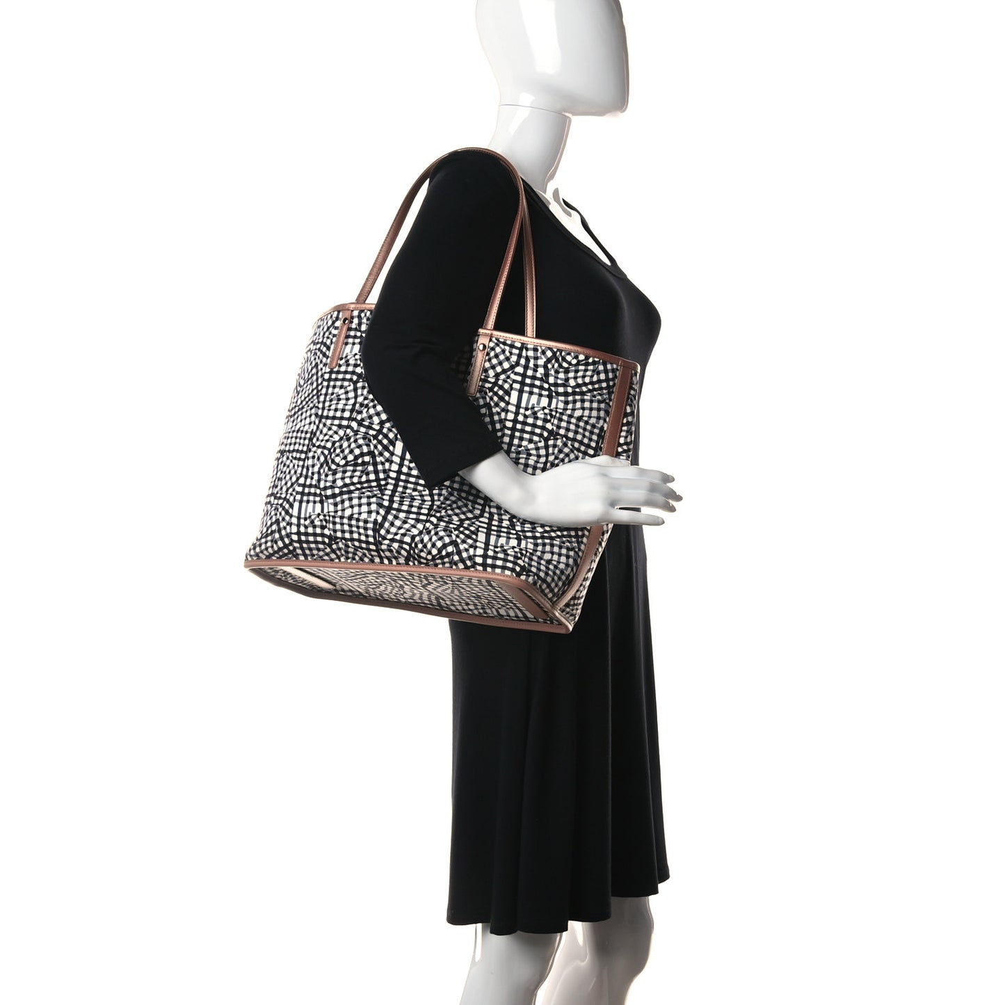 Metallic Visetos Medium Reversible Shopper Tote Champagne Gold