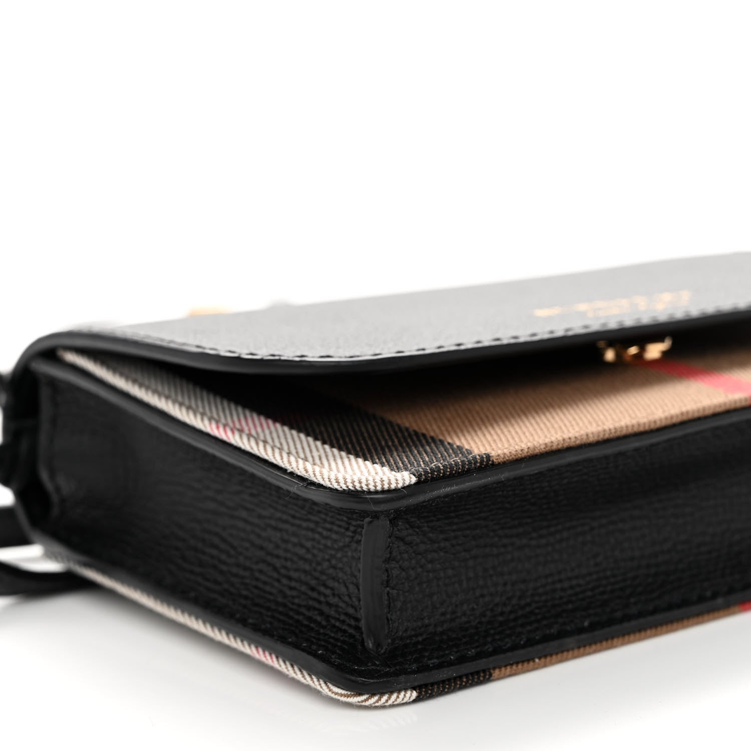 Burberry Derby Calfskin House Check Wallet On Chain Black 8 of 9