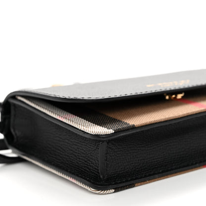 Burberry Derby Calfskin House Check Wallet On Chain Black 8 of 9