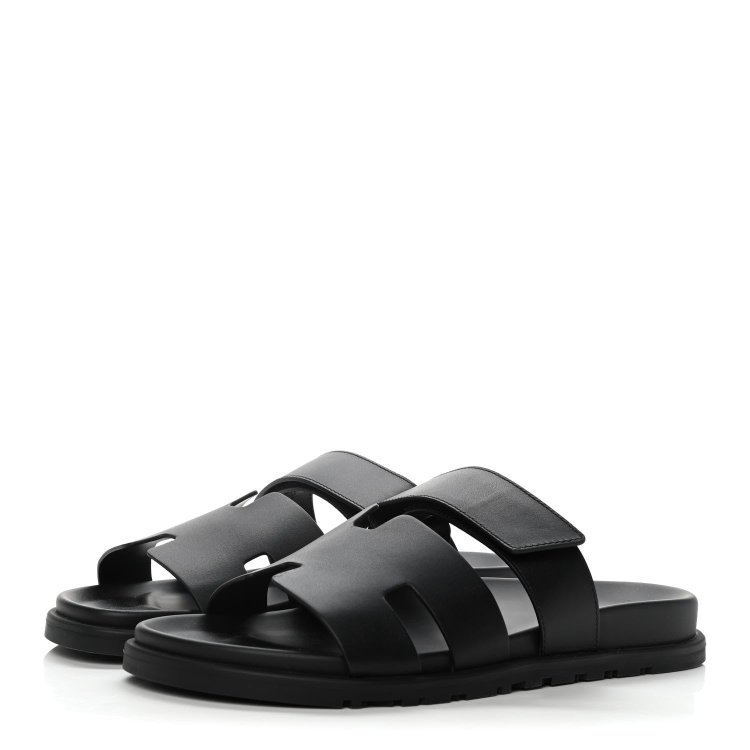 Hermes Calfskin Mens Chypre Sandals 42 Black 3 of 10