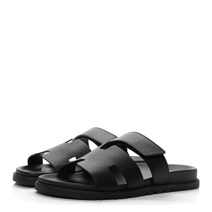 Hermes Calfskin Mens Chypre Sandals 42 Black 3 of 10