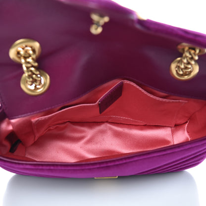 Gucci Velvet Matelasse Mini GG Marmont Shoulder Bag Fuchsia Violet Cyclamen 5 of 10